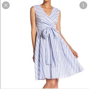 Calvin Klein white blue striped cotton dress sz 10